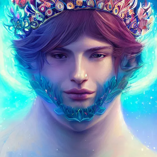 Prompt: a metaphysical flower king, mystical cosmic messenger, 4 k digital illustration by artgerm, wlop, james jean, andrei riabovitchev, marc simonetti, yoshitaka amano, artstation, cgsociety