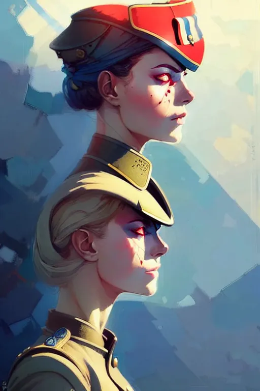 Image similar to a ultradetailed beautiful panting of a beautiful nordic woman in a world war 1 uniform, blue eyes, by conrad roset, greg rutkowski and makoto shinkai, trending on artstation