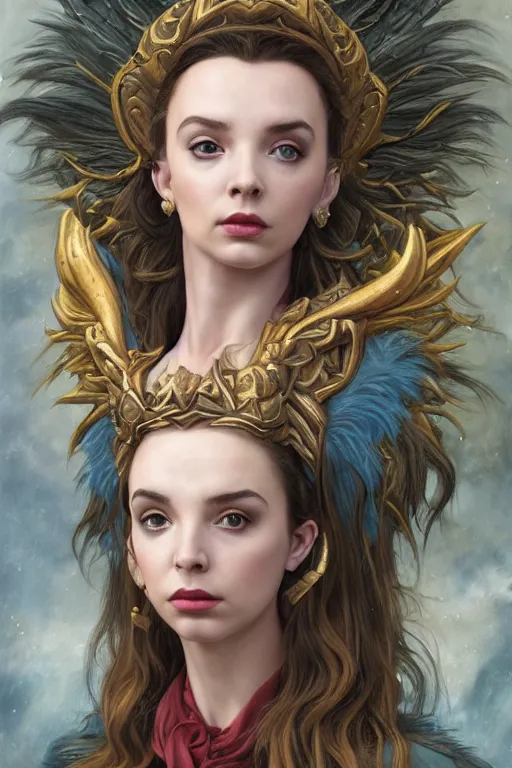 Image similar to A fantasy comic book style portrait painting of a hybrid Jodie Comer, Anya_Taylor-Joy, as a Mystical Valkyrie, Reptilian-Anubis Atlantean Warrior, François Boucher, Oil Painting, unreal 5, DAZ, hyperrealistic, octane render, Regal, Refined, Detailed Digital Art, RPG portrait, William-Adolphe Bouguereau, Michael Cheval, Walt Disney (1937), Steampunk, dynamic lighting, Highly Detailed, Cinematic Lighting, Unreal Engine, 8k, HD