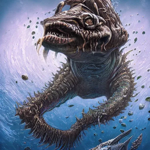 Prompt: creatures of the deep unknown, realistic, hyper detailed, illustration, trending on artstation