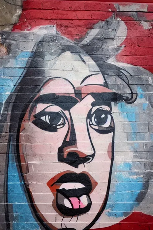 Prompt: a stylized portrait in the style of graffiti street art