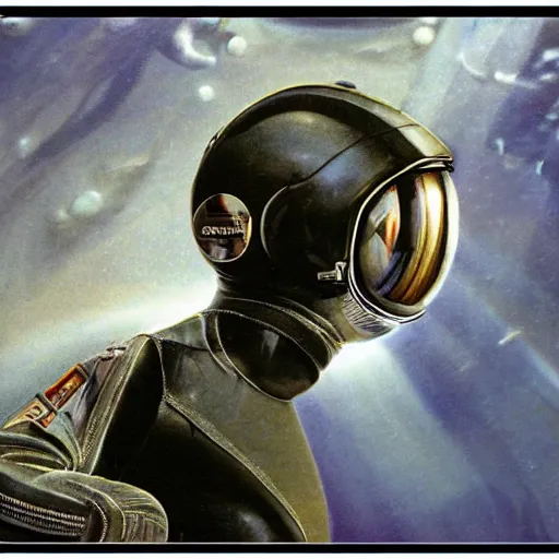 Prompt: concept art from 1 9 9 8 by david cronenberg diver astronaut in underwater futuristic dark and empty spaceship. complex technical suit design. reflection material. rays and dispersion of light breaking through the deep water. trend artstation, 3 5 mm, f / 3 2. noise film photo. flash photography