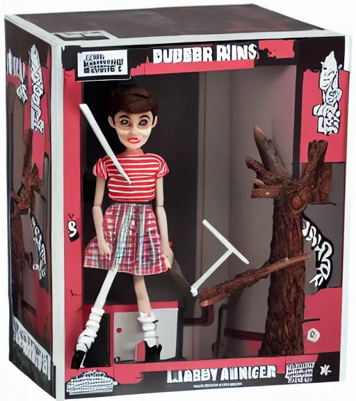 Image similar to audrey hepburn cos play lumberjack, stop motion vinyl action figure, plastic, toy, butcher billy style