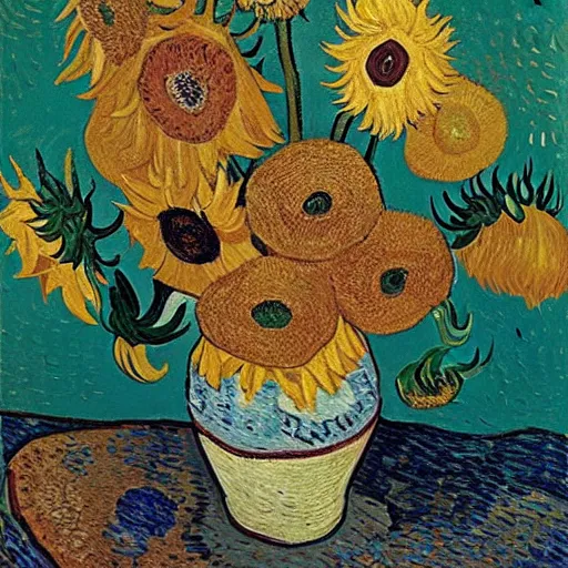 Image similar to sunflowers by van gogh and monet