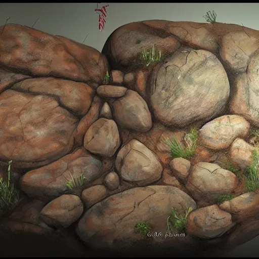 Prompt: rock art, concept art