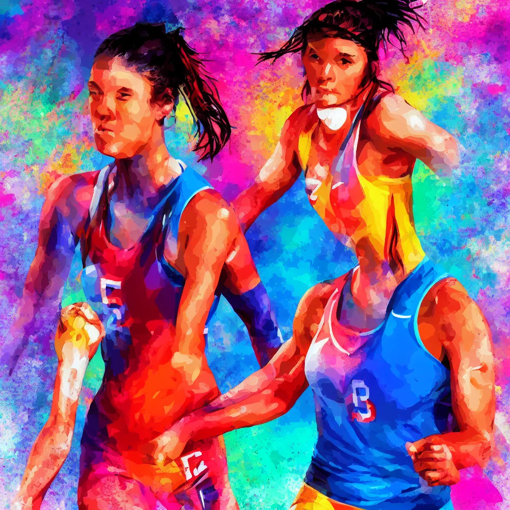 Prompt: female sports athlete, colorful digital painting