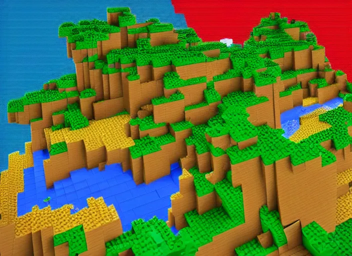 Image similar to epic lego minecraft landscape, colourful digital art