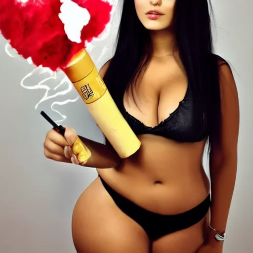 Image similar to photo of hot curvy spanish clothed latina cuban college girl with black hair smoking weed