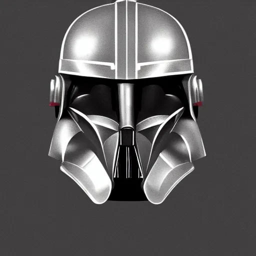 Prompt: a mix between the mandalorian's helmet and darth vader's helmet. trending on art station, concept art.