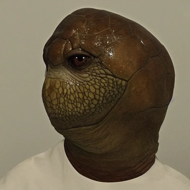 Image similar to turtle headed human, mugshot