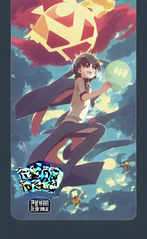 Image similar to a pokemon go card from 1 9 5 0, illustration, concept art, anime key visual, trending pixiv fanbox, by wlop and greg rutkowski and makoto shinkai and studio ghibli and kyoto animation and ken sugimori, symmetrical facial features, pocket monster companion, box art