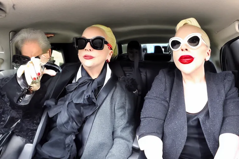 Image similar to lady gaga and judy garland carpool karaoke