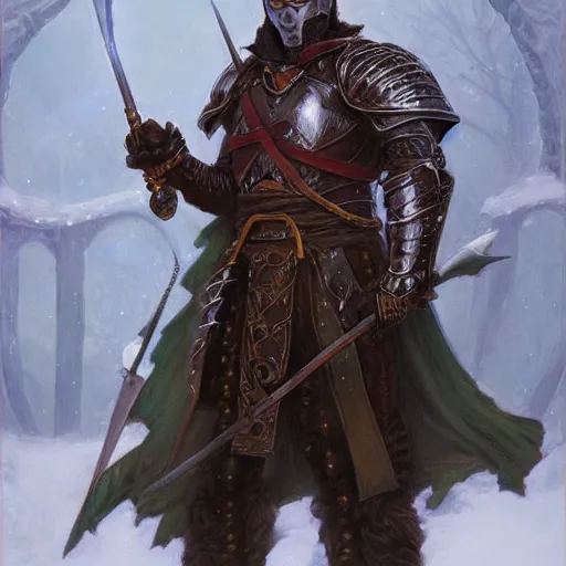 Image similar to winter knight as a fantasy d&d character, portrait art by Donato Giancola and James Gurney, digital art, trending on artstation