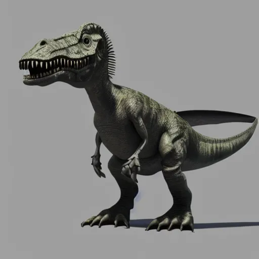 Image similar to anthropomorphic dinosaur sitting in front of computer, vray, 5 5 mm