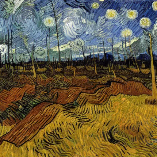 Prompt: deforestation by Van gogh