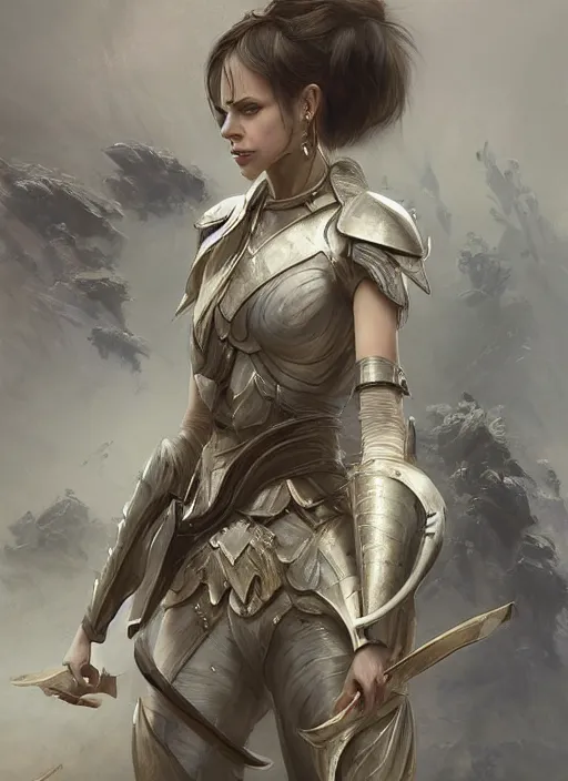 Image similar to a professional portrait of a beautiful young female, clothed in ethereal battle armor, olive skin, long dark hair, beautiful bone structure, symmetrical facial features, intricate, elegant, digital painting, concept art, smooth, sharp focus, finely detailed, illustration, from Valerian and the City of a Thousand Planets, in the style of Ruan Jia and Mandy Jurgens and Artgerm and Greg Rutkowski and William-Adolphe Bouguerea