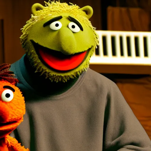 Prompt: Kanye West in Sesame Street, 8K concept art