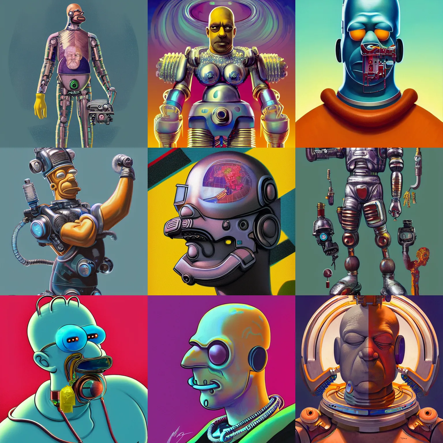 Prompt: Homer Simpson as a cyborg, art deco design, by Mandy Jurgens and Warhol, Ernst Haeckel, James Jean, artstation, concept art