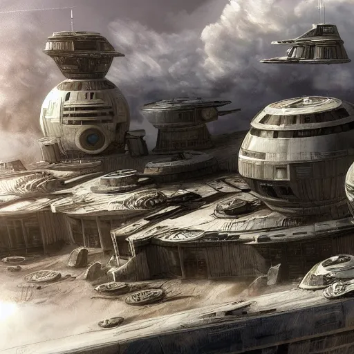 Prompt: if the whitehouse was in star wars, concept art, trending on art station.