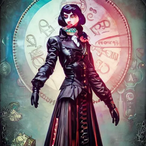 Image similar to Lofi Goth Steampunk BioShock portrait of a waifu style by Tristan Eaton Stanley Artgerm and Tom Bagshaw