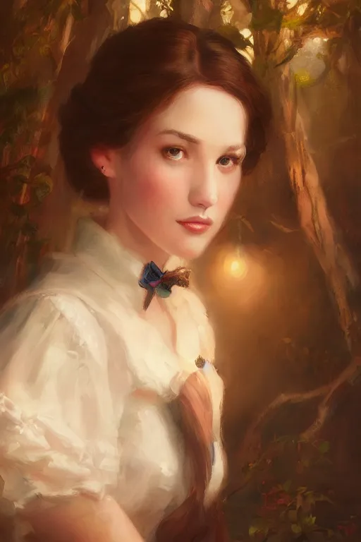 Image similar to a portrait of a cute young southern belle, historical setting, vivid colors, soft lighting, atmospheric, cinematic, moody, in the style of artgerm and greg rutkowski, oil on canvas, 8 k