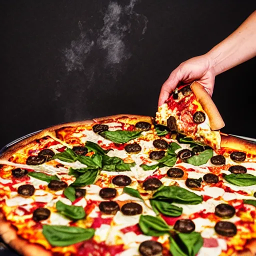 Prompt: photo of exploding pizza ball studio commercial photography