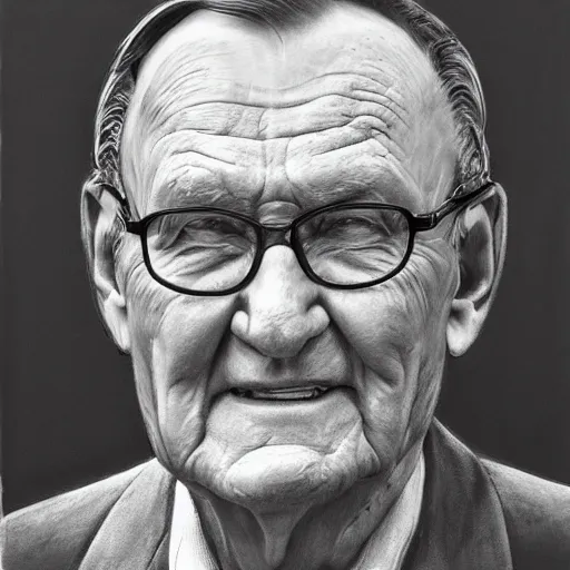 Image similar to Ingvar Kamprad, charcoal portrait