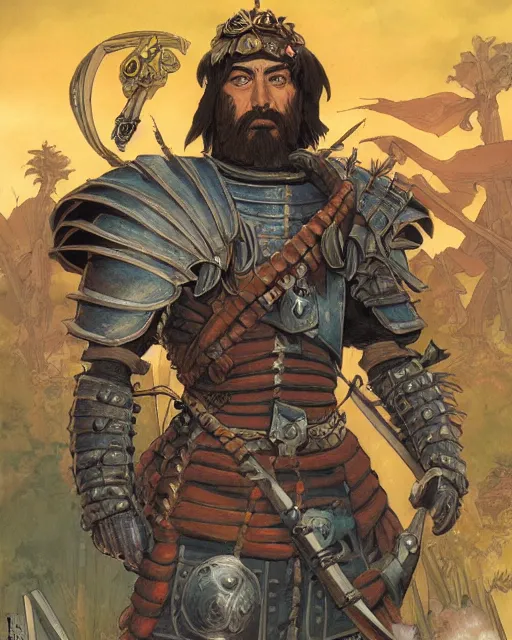 Prompt: portrait of a spanish conquistador, by daniel zrom and disney and masamune shirow and josan gonzales and studio ghibli