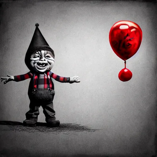 Prompt: surrealism grunge cartoon portrait sketch of an hourglass with a wide smile and a red balloon by - michael karcz, loony toons style, chucky style, horror theme, detailed, elegant, intricate