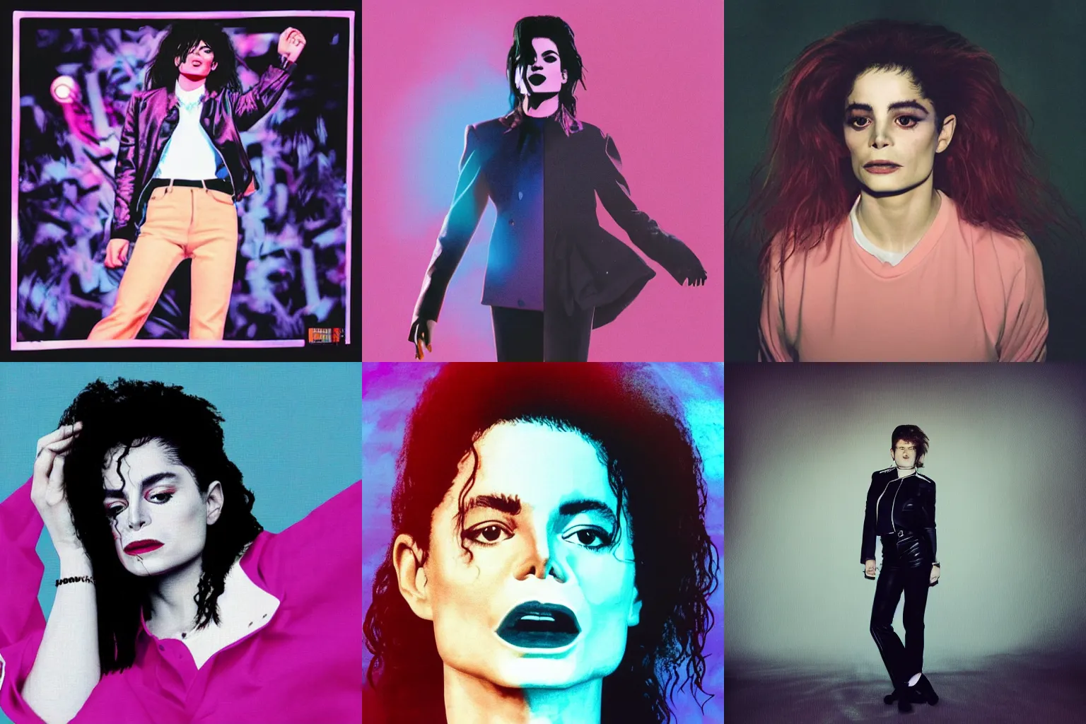 Prompt: christine and the queens, michael jackson style, 8 0 ’ s portrait, vaporwave