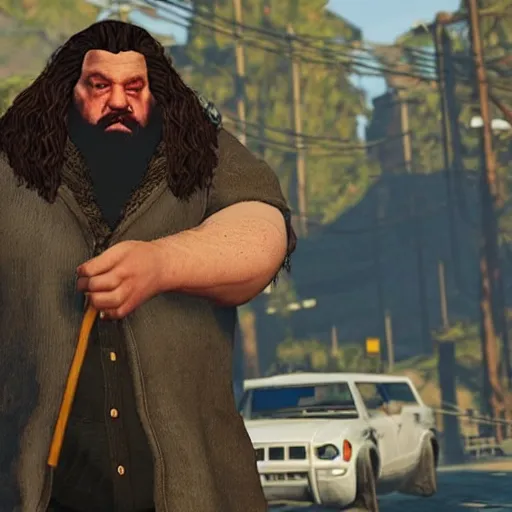 Image similar to gameplay footage of hagrid in GTA V