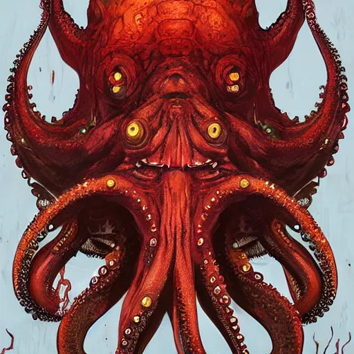 Image similar to zombified tribal octopus, trending on artstation, ultra fine detailed, hyper detailed, hd, concept art, digital painting