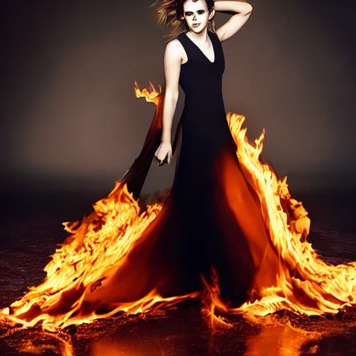 Prompt: emma watson on fire, stunning photography, studio photo,