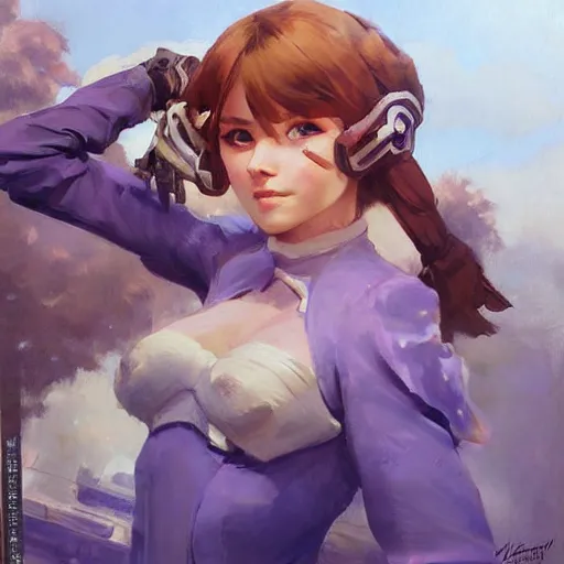 Image similar to greg manchess portrait painting of violet evergarden as overwatch character, totally whack, medium shot, asymmetrical, profile picture, organic painting, sunny day, matte painting, bold shapes, hard edges, street art, trending on artstation, by huang guangjian and gil elvgren and sachin teng