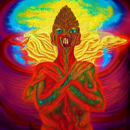 Image similar to The Ayahuasca Spirit , erupting from within