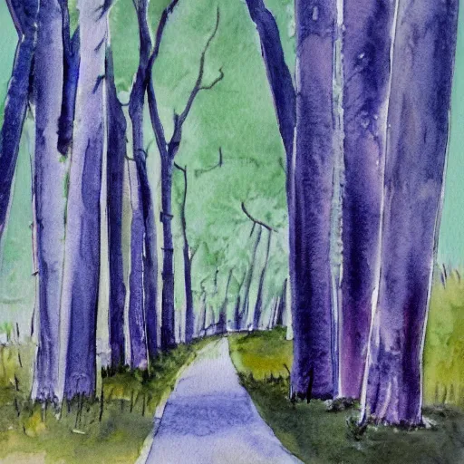 Image similar to spooky willow tree grove, watercolor