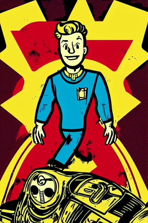 Image similar to fallout 7 6 retro futurist illustration art by butcher billy, sticker, colorful, illustration, highly detailed, simple, smooth and clean vector curves, no jagged lines, vector art, smooth andy warhol style