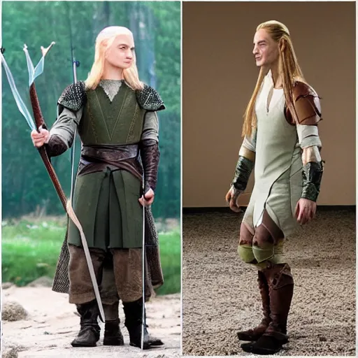 Prompt: legolas as an amputee, leg - less