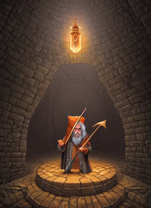 Image similar to highly detailed, hyper realistic wizard with a dungeon background by studio muti