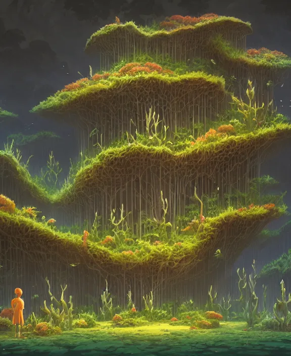 Prompt: minimalist building made from exotic fungus, overgrown with huge rare fungus, by dan mumford, yusuke murata, makoto shinkai, ross tran, underwater, hellish, cinematic, unreal engine, cel shaded, featured on artstation, pixiv