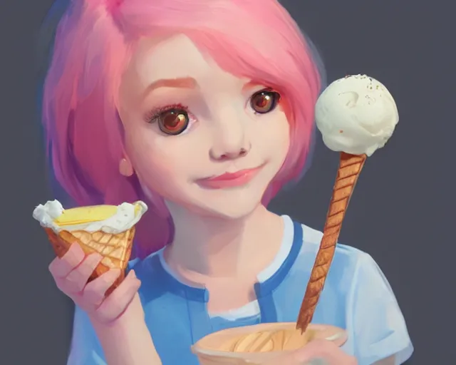 Image similar to a girl with the ice cream by samuel smith trending on artstation