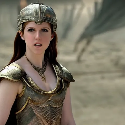 Prompt: still of Anna Kendrick as Maximus in Gladiator remake 2029