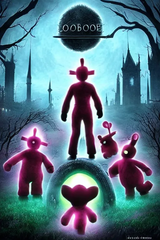 Prompt: “ teletubbies on the cover of bloodborne ”