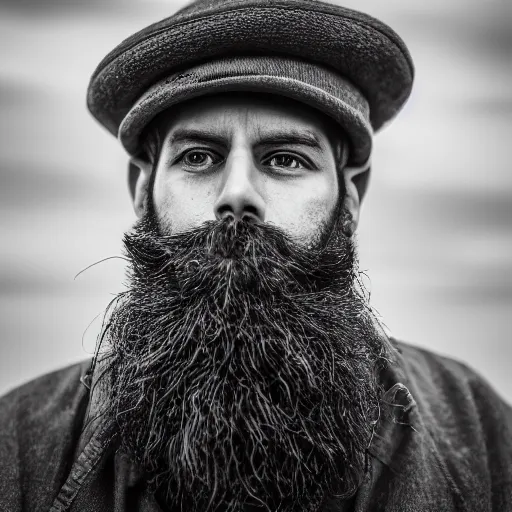 Image similar to bearded person, (Sony a7R IV, symmetric balance, polarizing filter, Photolab, Lightroom, 4K, Dolby Vision, Photography Award)