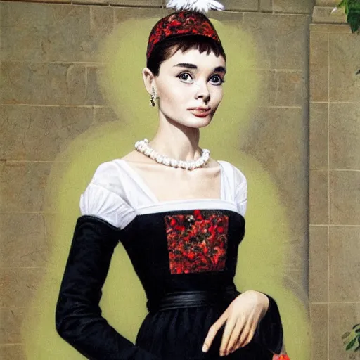 Image similar to audrey hepburn art by giovanni battista moroni