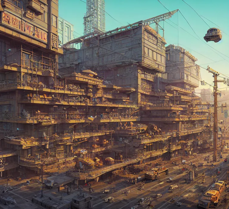 Image similar to hyperrealism photography hyperrealism concept art of highly detailed beavers builders that building highly detailed futuristic ( cyberpunk ) city by wes anderson and hasui kawase and scott listfield sci - fi style hyperrealism rendered in blender and octane render volumetric natural light