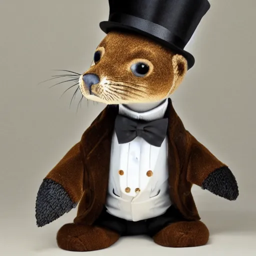 Prompt: truggster the otter is a very dapper gentleman in his new top hat