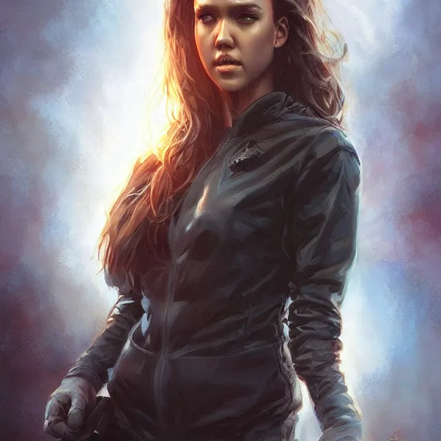 Image similar to the thing jessica alba john carpenter by stanley artgerm lau, wlop, rossdraws, frank frazetta, andrei riabovitchev, marc simonetti