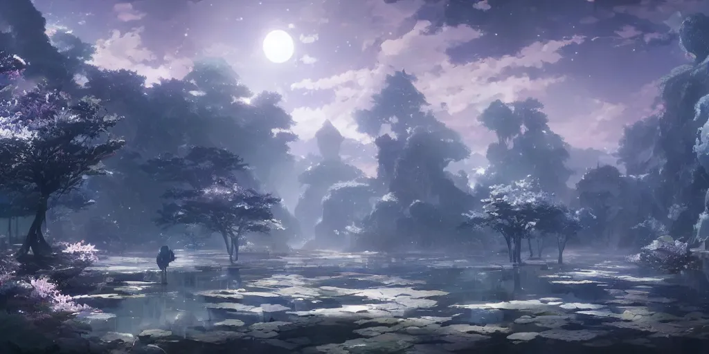 Prompt: Landscape of crystals by Makoto Shinkai, Greg Rutkowski, and Amano Yoshitaka