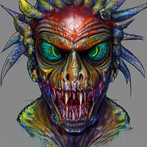 Prompt: zombified tribal mahi mahi full body profile, trending on artstation, ultra fine detailed, hyper detailed, hd, concept art, digital painting